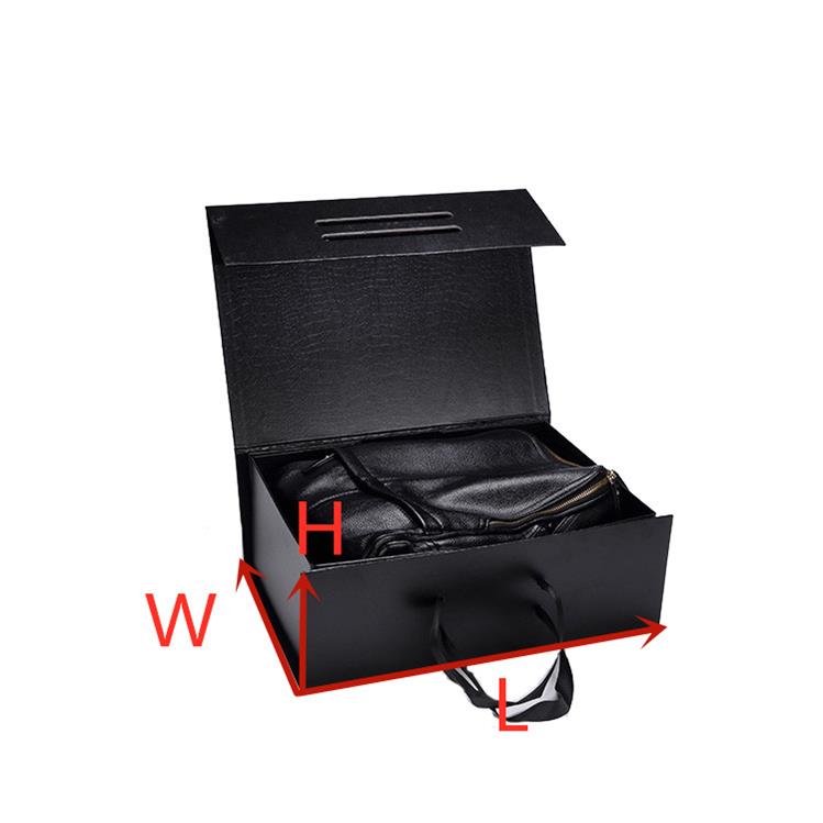 Black Folding Boxes with long handles/ Size of custom packaging