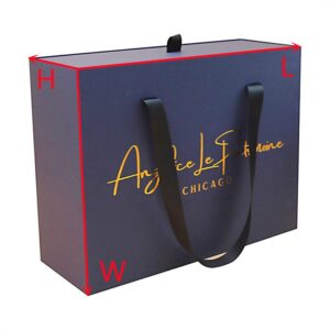custom drawer box with gold foil and long handles