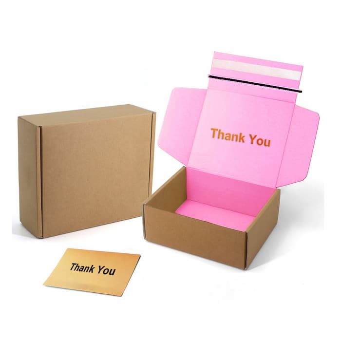 mailer box with thank you card