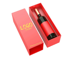 red drawer box with gold logo