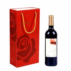 wine bag with CMYK printing and gold handles
