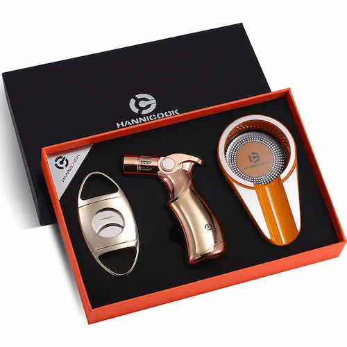Lid and Base Box 6 Cigar tool gift box from APP custom paper boxes with gold foil printing