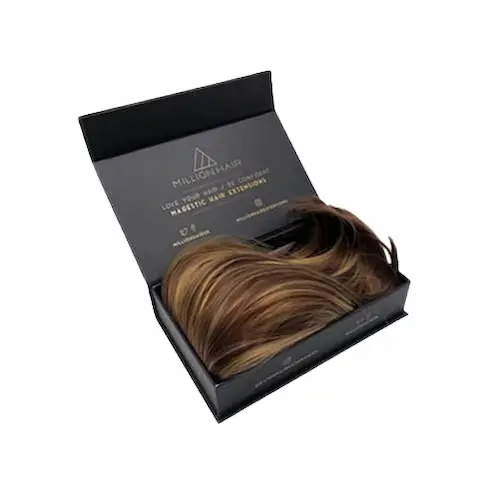 Wig Boxes 7 black custom wig boxes with gold logo