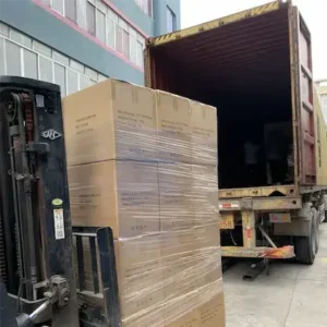 Loading a container of custom bags and boxces