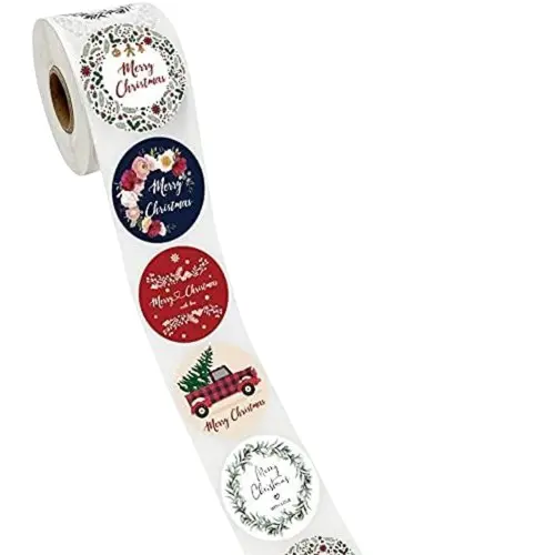 a roll of stickers with different designs